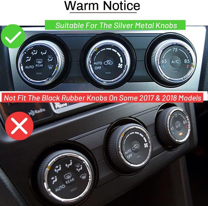 Bentolin for Subaru AC Knob Cover Accessory Center Console Switch Volume Temp Control Button Ring Trim Compatible with Forester 2014-2018, Crosstrek XV 2013-2017,Impreza 2014-2016,WRX/STi 2015-2020 Silver - Image 4